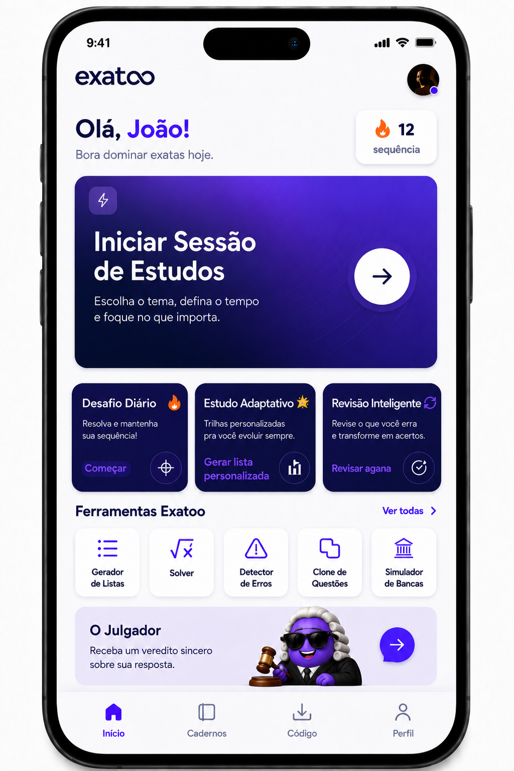 Interface do App Exatoo